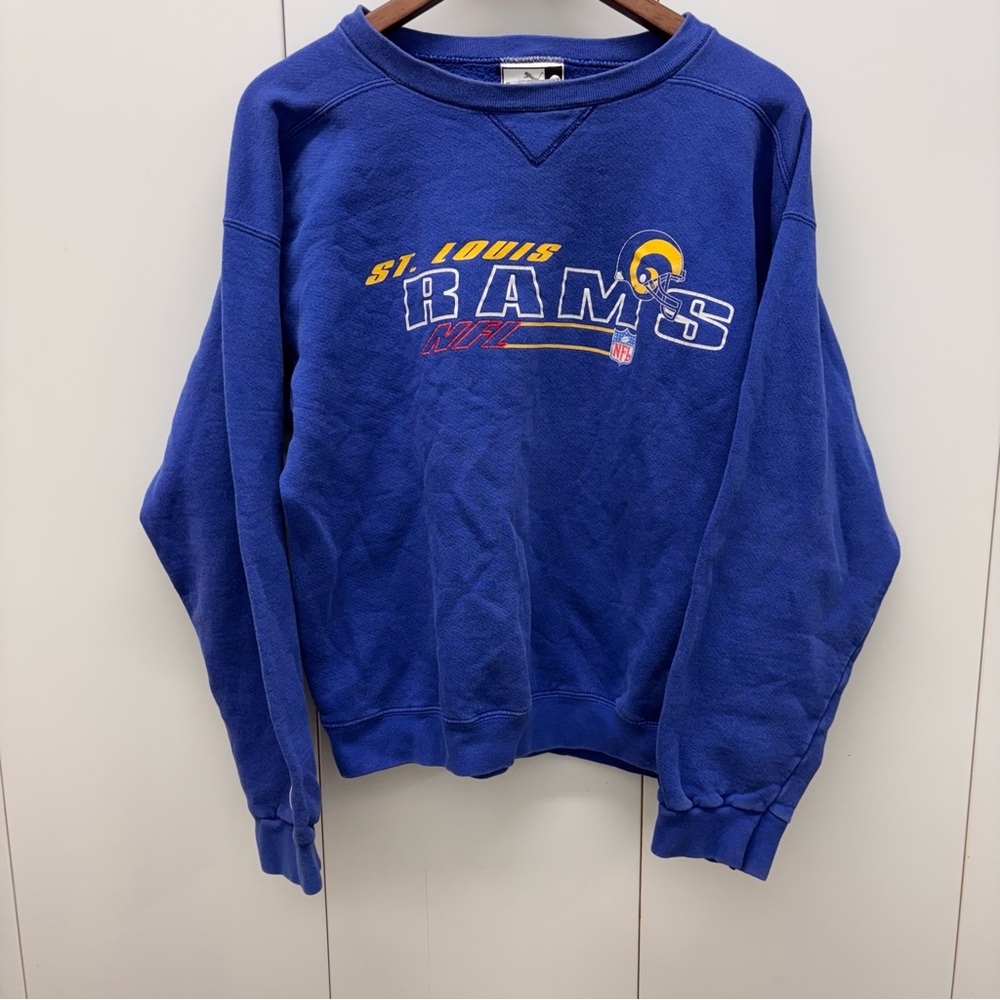 St Louis Rams NFL Puma Vintage Football crewneck sweatshirts Blue Mens Large